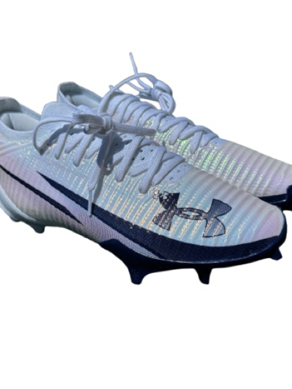 Under Armour Cleats Blur Pro White Navy Reflective Football Cleats Men’s 10.5